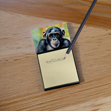 Load image into Gallery viewer, Chimpanzee Sticky Note Holder- Refiilable Desk Accessory Note Pad
