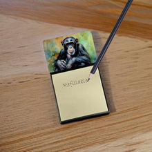 Load image into Gallery viewer, Chimpanzee Sticky Note Holder- Refiilable Desk Accessory Note Pad