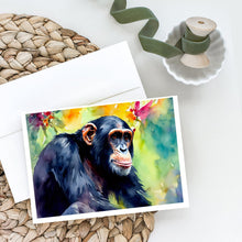 Load image into Gallery viewer, Chimpanzee Greeting Cards - Blank Note Cards – 8-Pack of Artist-Designed Cards with Envelopes