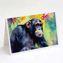 Load image into Gallery viewer, Chimpanzee Greeting Cards - Blank Note Cards – 8-Pack of Artist-Designed Cards with Envelopes