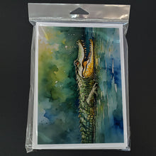 Load image into Gallery viewer, Crocodile Greeting Cards - Blank Note Cards – 8-Pack of Artist-Designed Cards with Envelopes
