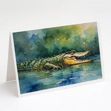 Load image into Gallery viewer, Crocodile Greeting Cards - Blank Note Cards – 8-Pack of Artist-Designed Cards with Envelopes