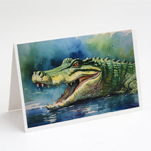 Load image into Gallery viewer, Crocodile Greeting Cards - Blank Note Cards – 8-Pack of Artist-Designed Cards with Envelopes