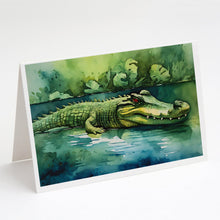 Load image into Gallery viewer, Crocodile Greeting Cards - Blank Note Cards – 8-Pack of Artist-Designed Cards with Envelopes
