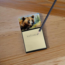 Load image into Gallery viewer, Grizzly Bear Sticky Note Holder- Refiilable Desk Accessory Note Pad