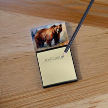 Load image into Gallery viewer, Grizzly Bear Sticky Note Holder- Refiilable Desk Accessory Note Pad