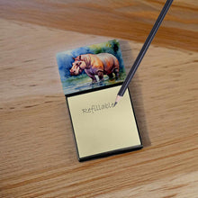 Load image into Gallery viewer, Hippopotamus Sticky Note Holder- Refiilable Desk Accessory Note Pad