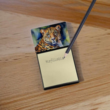 Load image into Gallery viewer, Leopard Sticky Note Holder- Refiilable Desk Accessory Note Pad