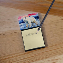 Load image into Gallery viewer, Polar Bear Sticky Note Holder- Refiilable Desk Accessory Note Pad