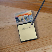 Load image into Gallery viewer, Polar Bear Sticky Note Holder- Refiilable Desk Accessory Note Pad