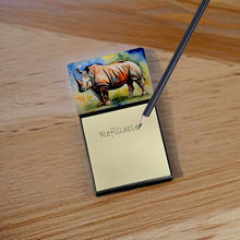 Load image into Gallery viewer, Rhinoceros Sticky Note Holder- Refiilable Desk Accessory Note Pad