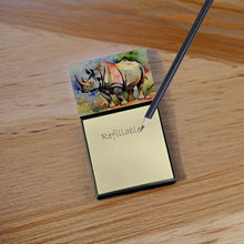 Load image into Gallery viewer, Rhinoceros Sticky Note Holder- Refiilable Desk Accessory Note Pad