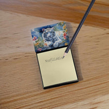 Load image into Gallery viewer, White Tiger Sticky Note Holder- Refiilable Desk Accessory Note Pad
