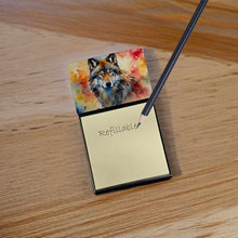 Load image into Gallery viewer, Wolves Wolf  Sticky Note Holder- Refiilable Desk Accessory Note Pad