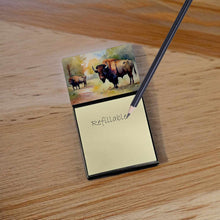 Load image into Gallery viewer, Wood Bison Sticky Note Holder- Refiilable Desk Accessory Note Pad