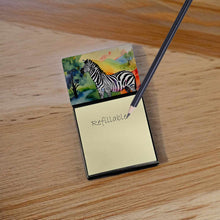 Load image into Gallery viewer, Zebra Sticky Note Holder- Refiilable Desk Accessory Note Pad