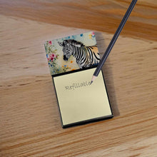 Load image into Gallery viewer, Zebra Sticky Note Holder- Refiilable Desk Accessory Note Pad