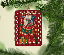 Load image into Gallery viewer, American Bulldog Holiday Christmas Porcelain Ornament