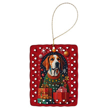 Load image into Gallery viewer, American Foxhound Dog Holiday Christmas Porcelain Ornament