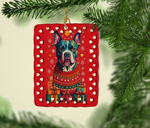 Load image into Gallery viewer, Staffordshire Bull Terrier Holiday Christmas Porcelain Ornament