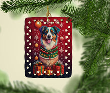 Load image into Gallery viewer, Australian Shepherd Holiday Christmas Porcelain Ornament