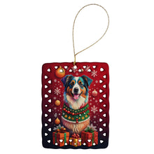 Load image into Gallery viewer, Australian Shepherd Holiday Christmas Porcelain Ornament