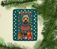 Load image into Gallery viewer, Australian Terrier Holiday Christmas Porcelain Ornament