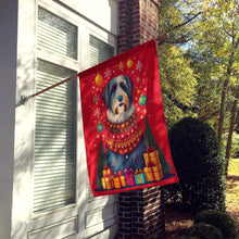 Load image into Gallery viewer, Bearded Collie Holiday Christmas House Flag
