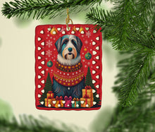 Load image into Gallery viewer, Bearded Collie Holiday Christmas Porcelain Ornament