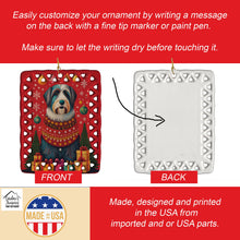 Load image into Gallery viewer, Bearded Collie Holiday Christmas Porcelain Ornament