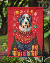Load image into Gallery viewer, Bearded Collie Holiday Christmas Garden Flag – Outdoor Decorative Yard Flag