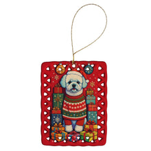 Load image into Gallery viewer, Bichon Frise Holiday Christmas Porcelain Ornament