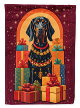Load image into Gallery viewer, Black and Tan Coonhound Holiday Christmas Garden Flag – Outdoor Decorative Yard Flag