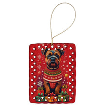 Load image into Gallery viewer, Border Terrier Holiday Christmas Porcelain Ornament