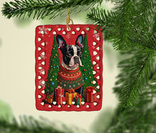 Load image into Gallery viewer, Boston Terrier Holiday Christmas Porcelain Ornament