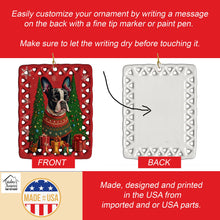 Load image into Gallery viewer, Boston Terrier Holiday Christmas Porcelain Ornament