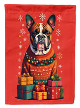Load image into Gallery viewer, Fawn Boxer Cropped Ears Holiday Christmas Garden Flag – Outdoor Decorative Yard Flag