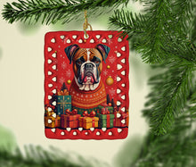 Load image into Gallery viewer, Fawn Boxer Holiday Christmas Porcelain Ornament