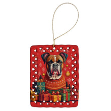 Load image into Gallery viewer, Fawn Boxer Holiday Christmas Porcelain Ornament