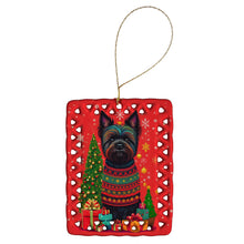 Load image into Gallery viewer, Black Cairn Terrier Holiday Christmas Porcelain Ornament