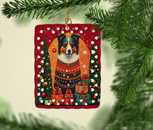 Load image into Gallery viewer, Collie Holiday Christmas Porcelain Ornament