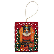 Load image into Gallery viewer, Collie Holiday Christmas Porcelain Ornament