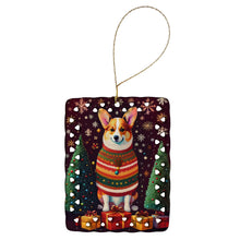 Load image into Gallery viewer, Corgi Holiday Christmas Porcelain Ornament