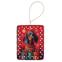 Load image into Gallery viewer, Dachshund Holiday Christmas Porcelain Ornament