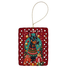 Load image into Gallery viewer, Doberman Pinscher Holiday Christmas Porcelain Ornament