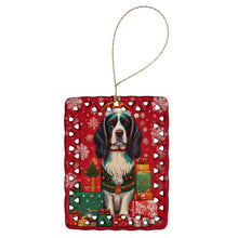 Load image into Gallery viewer, English Springer Spaniel Holiday Christmas Porcelain Ornament