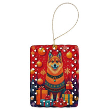 Load image into Gallery viewer, Finnish Spitz Holiday Christmas Porcelain Ornament
