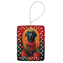 Load image into Gallery viewer, Flat-Coated Retriever Holiday Christmas Porcelain Ornament