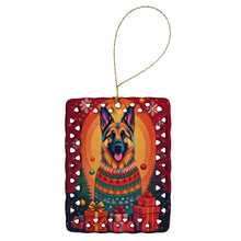 Load image into Gallery viewer, German Shepherd Holiday Christmas Porcelain Ornament