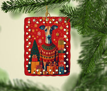Load image into Gallery viewer, Greyhound Holiday Christmas Porcelain Ornament